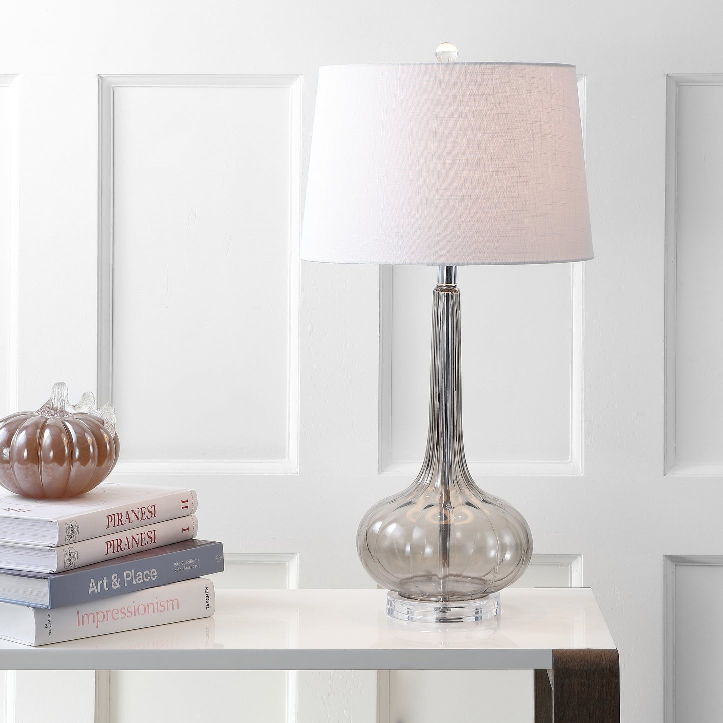 Lampe de table LED Diamante 28,5 en verre en forme de larme, rose (lot de 2) par JONATHAN Y