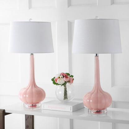 Lampe de table LED Diamante 28,5 en verre en forme de larme, rose (lot de 2) par JONATHAN Y