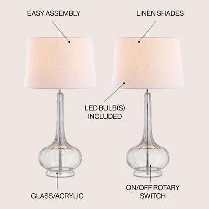 Lampe de table LED Diamante 28,5 en verre en forme de larme, rose (lot de 2) par JONATHAN Y