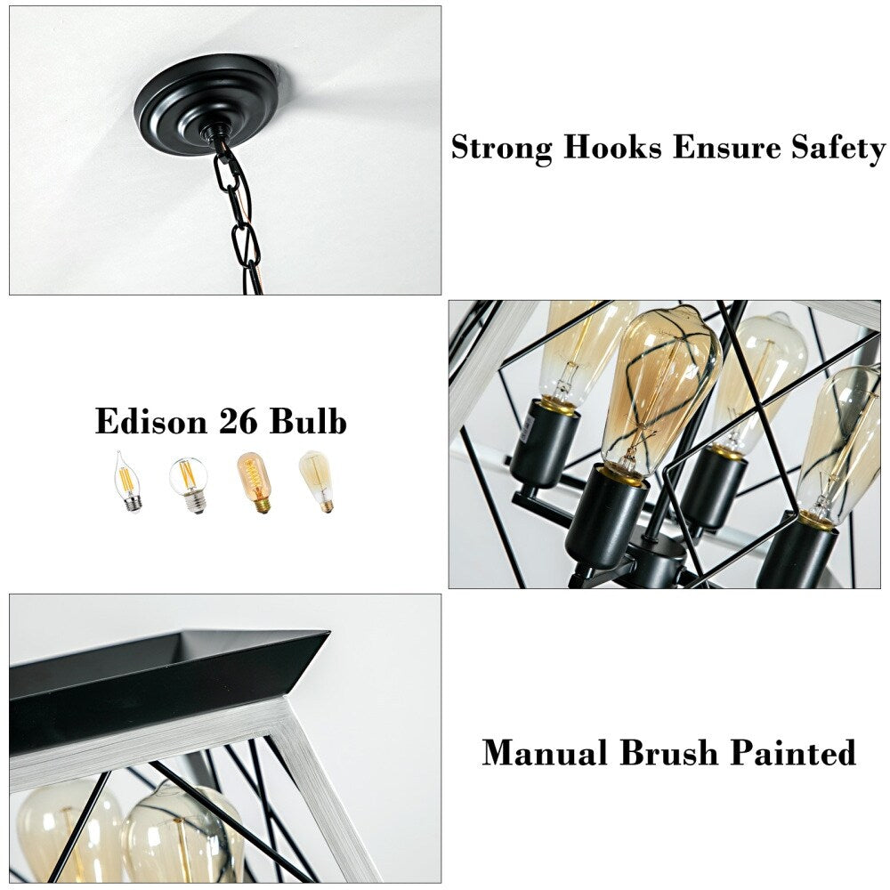 Lustre de ferme à 4 lumières à intensité variable pour salle à manger (ampoule non incluse)