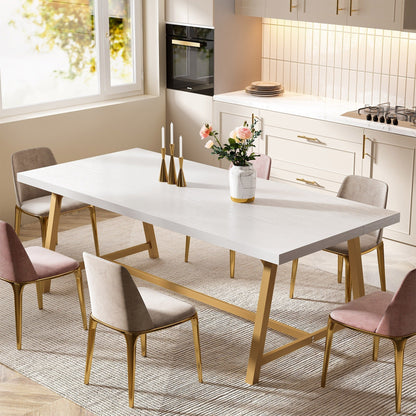 Table de salle à manger pour 8 personnes, table de cuisine rectangulaire en bois de 180 cm (70,87 pouces).