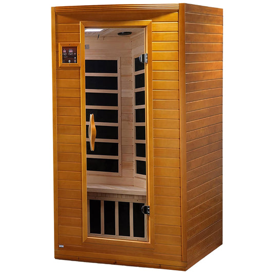 Sauna infrarouge lointain à faible champ électromagnétique Dynamic Saunas Andora pour 2 personnes, en bois de pruche du Canada