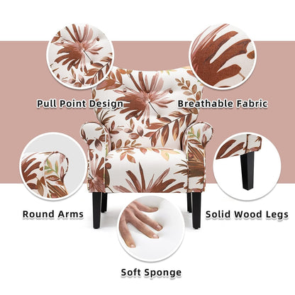 Fauteuil d'appoint moderne Erommy, fauteuil à dossier haut, canapé une place capitonné en tissu avec pieds en bois pour salon