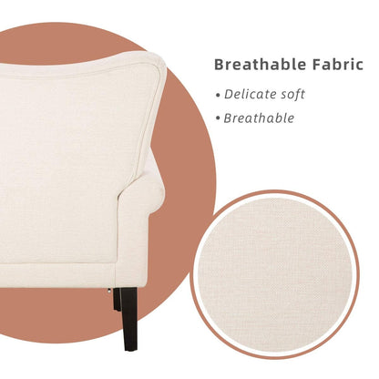 Fauteuil d'appoint moderne Erommy, fauteuil à dossier haut, canapé une place capitonné en tissu avec pieds en bois pour salon