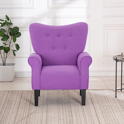 Fauteuil d'appoint moderne Erommy, fauteuil à dossier haut, canapé une place capitonné en tissu avec pieds en bois pour salon