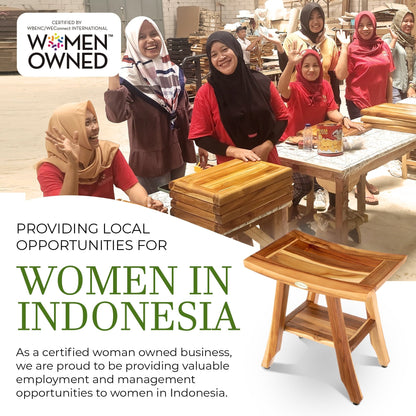 EcoDecors, Banc, Tabouret de douche, Siège de douche, Chaise de douche pour l'intérieur de la douche, Petit banc, Banc de douche en teck, Repose-pieds de douche