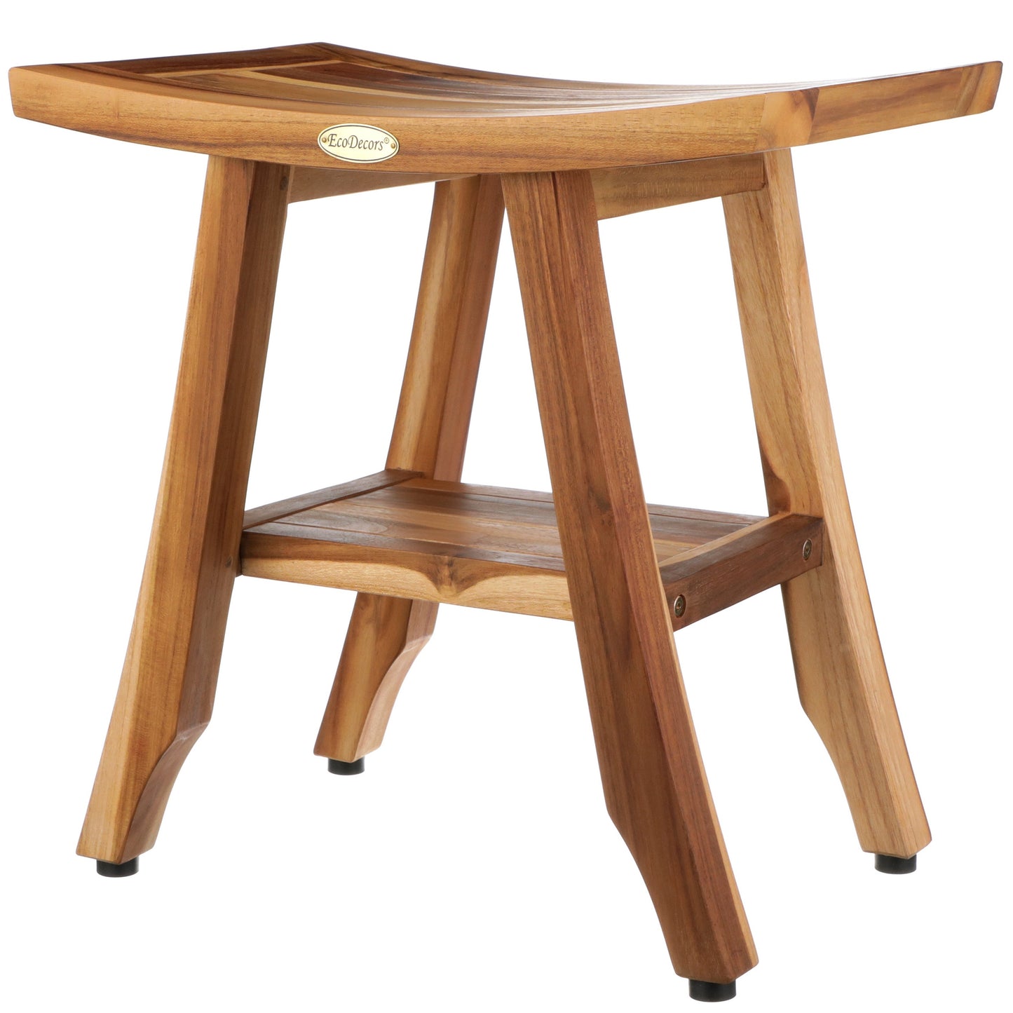 EcoDecors, Banc, Tabouret de douche, Siège de douche, Chaise de douche pour l'intérieur de la douche, Petit banc, Banc de douche en teck, Repose-pieds de douche