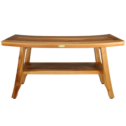 Banc de douche EcoDecors Satori 86 cm (34 pouces) en teck, banc en bois, siège de douche pour adultes, tabouret de douche en teck