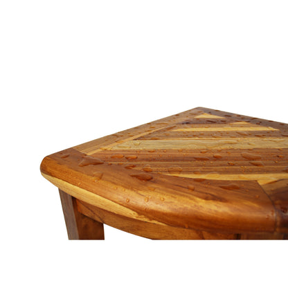 EcoDecors, Coin élégant, Banc de douche en teck, Tabouret de douche en teck, Tabouret d'angle de douche, Banc de douche d'angle en teck, Avec étagère