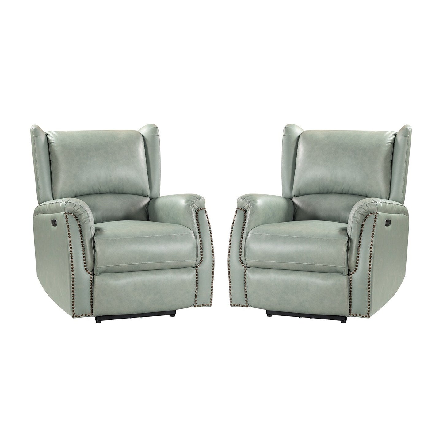 Fauteuil inclinable électrique Eduardo en cuir véritable avec port USB (lot de 2)