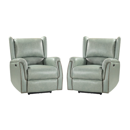 Fauteuil inclinable électrique Eduardo en cuir véritable avec port USB (lot de 2)