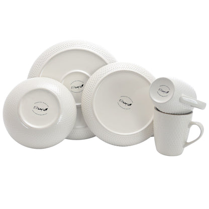 Service de table 16 pièces Elama à pois en relief bicolore bleu poudré