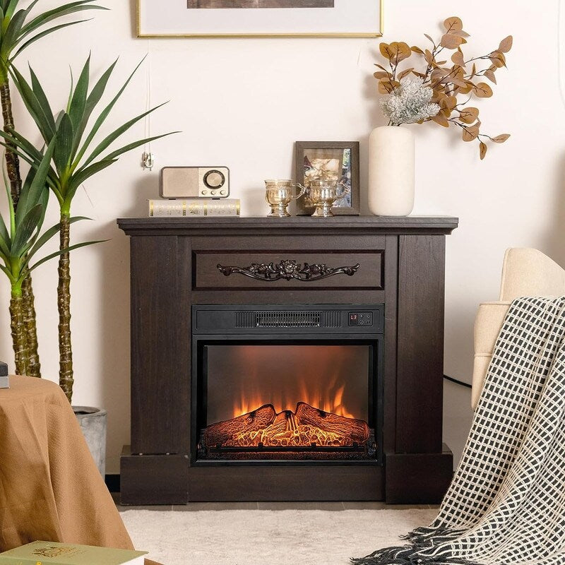 Foyer électrique encastrable avec chauffage réglable, luminosité, minuterie et protection contre la surchauffe, 1400 W, homologué CSA