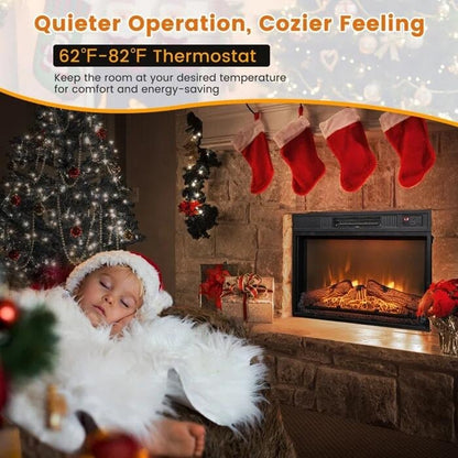 Foyer électrique encastrable avec chauffage réglable, luminosité, minuterie et protection contre la surchauffe, 1400 W, homologué CSA