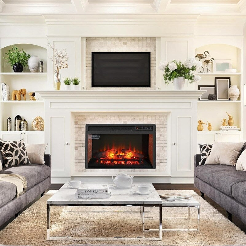 Foyer électrique encastrable avec chauffage réglable, luminosité, minuterie et protection contre la surchauffe, 1400 W, homologué CSA