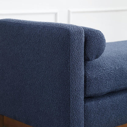 Élégant banc ottoman rembourré de 53,5 pouces avec pieds en bois et coussins cylindriques