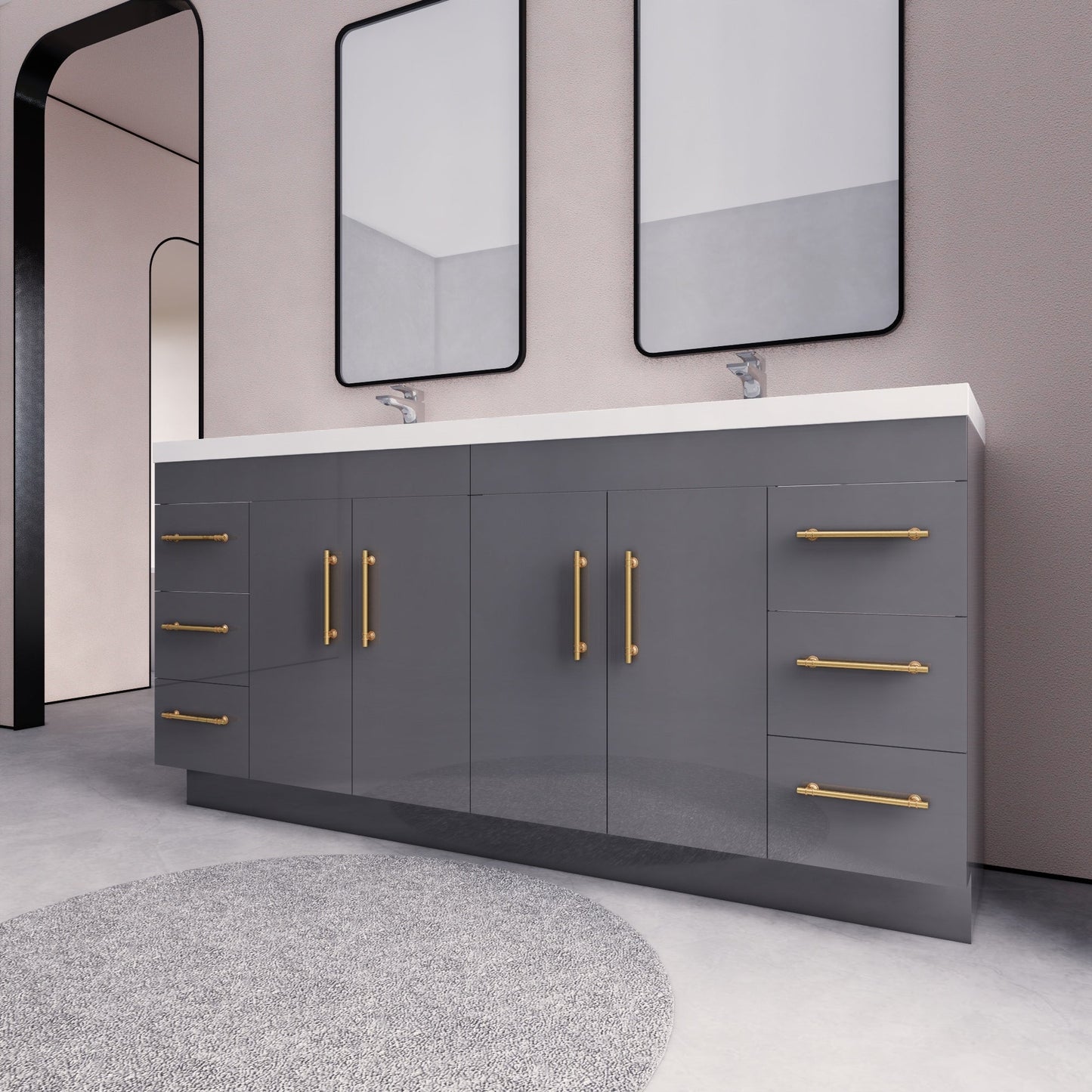 Meuble-lavabo autoportant Eliza 72 po avec double vasque