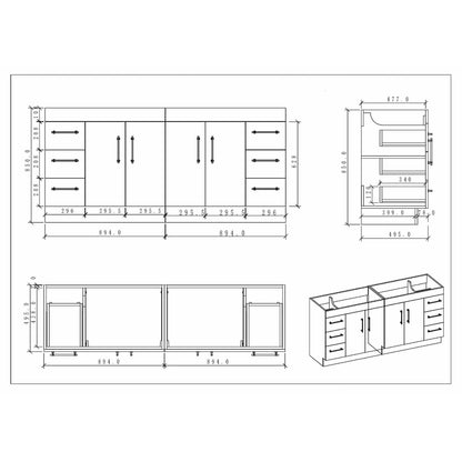 Meuble-lavabo autoportant Eliza 72 po avec double vasque