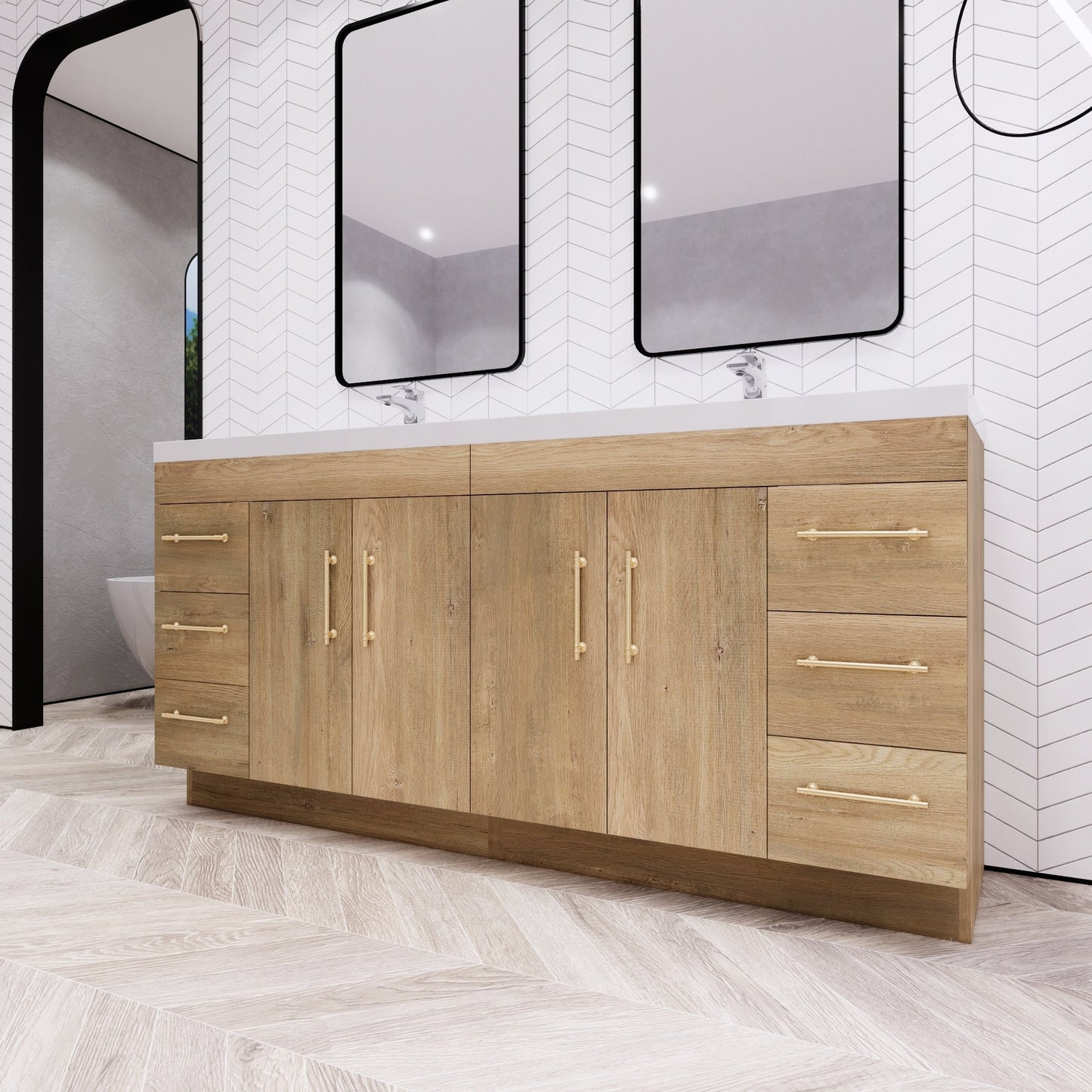 Meuble-lavabo autoportant Eliza 72 po avec double vasque