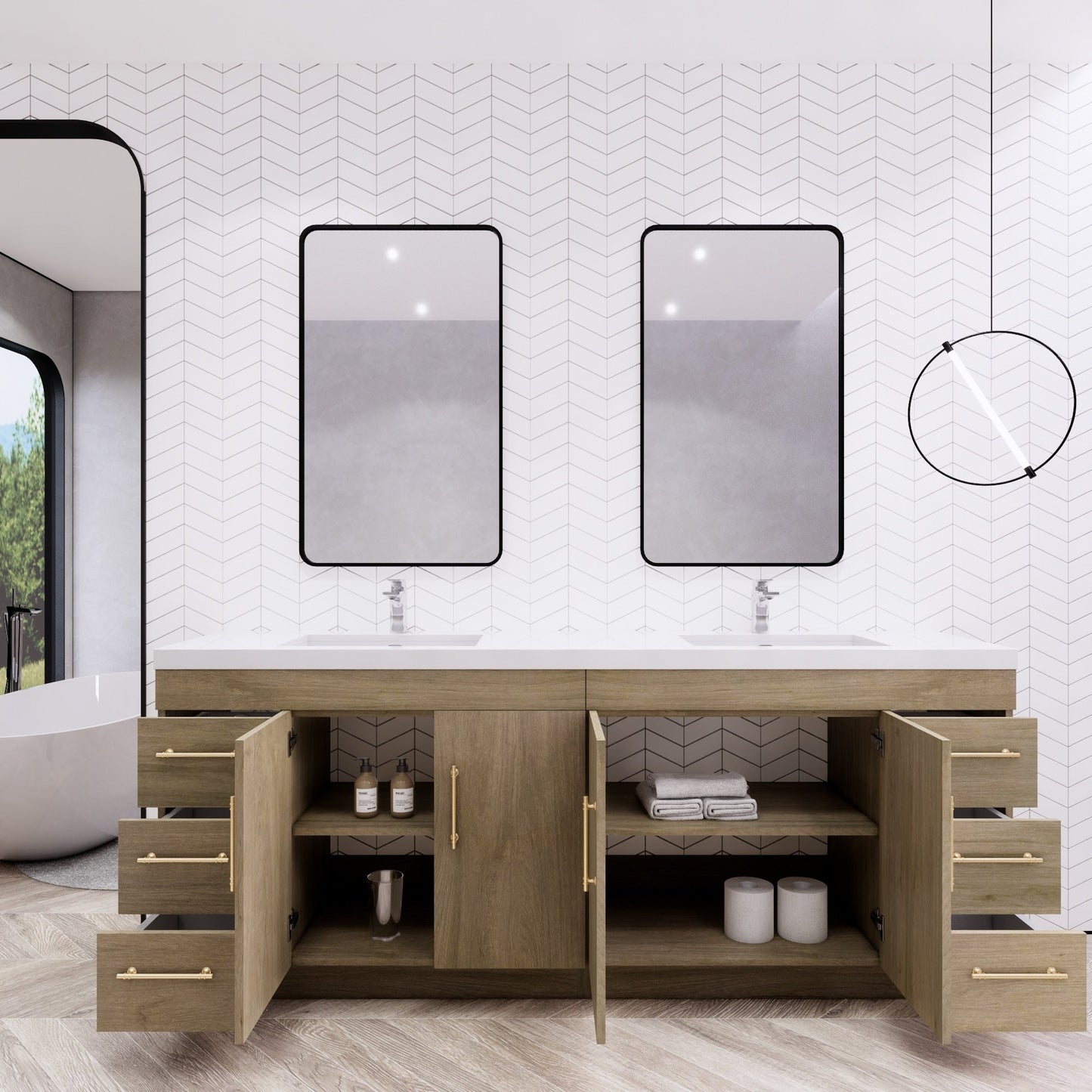 Meuble-lavabo autoportant Eliza 72 po avec double vasque