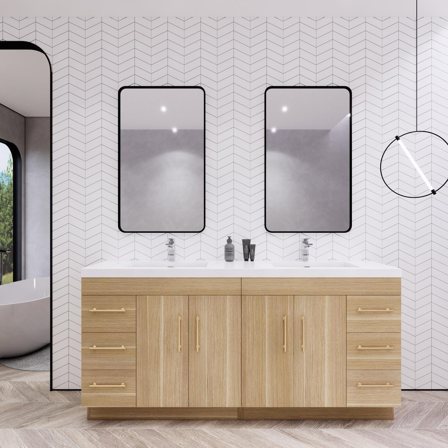 Meuble-lavabo autoportant Eliza 72 po avec double vasque