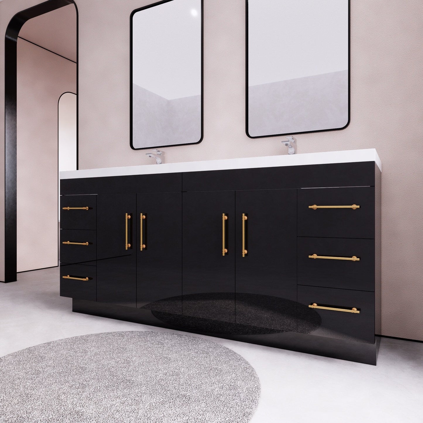 Meuble-lavabo autoportant Eliza 72 po avec double vasque