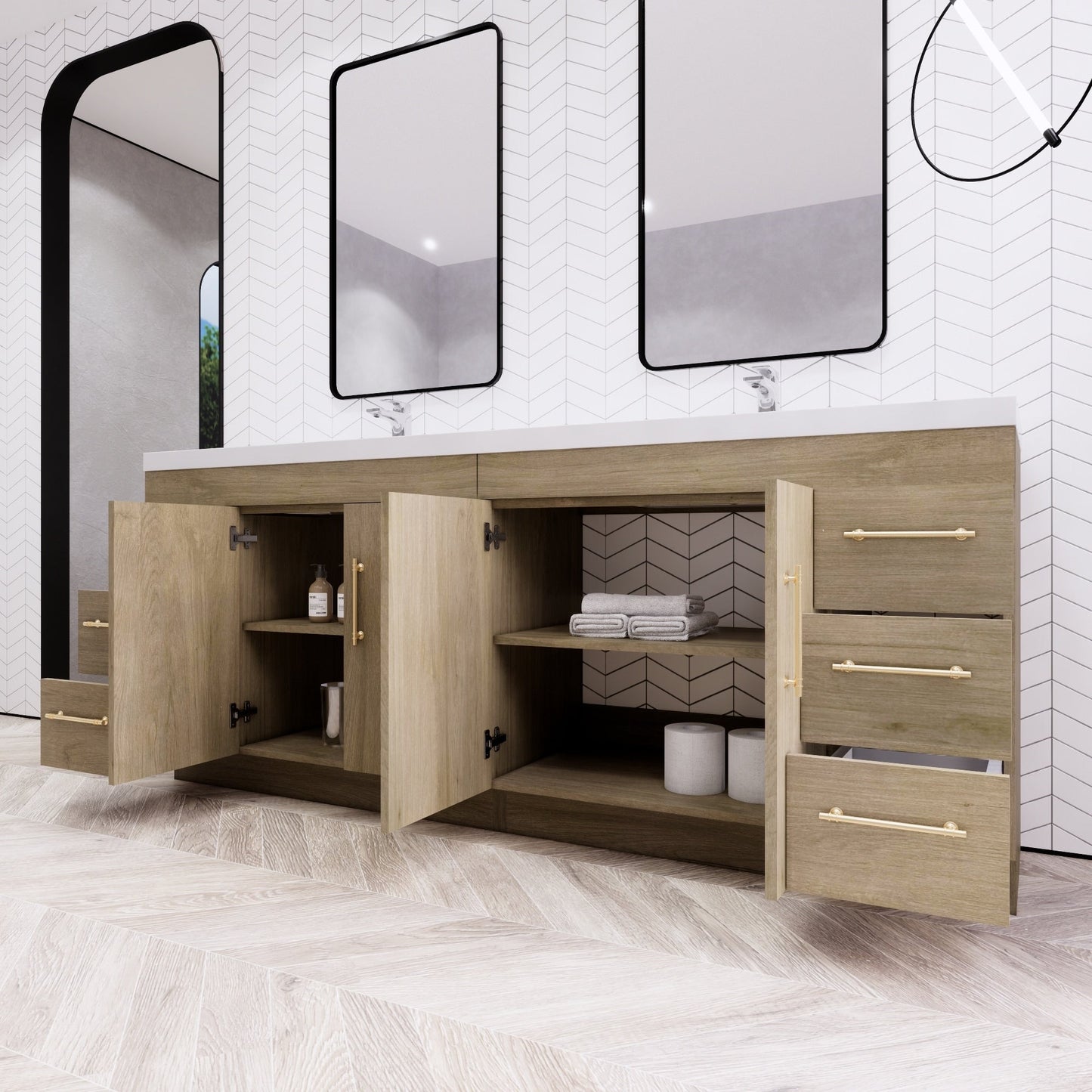 Meuble-lavabo autoportant Eliza 72 po avec double vasque