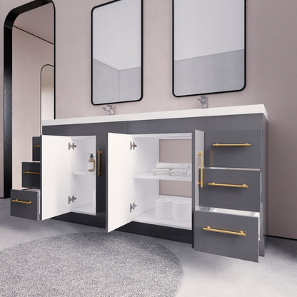 Meuble-lavabo autoportant Eliza 72 po avec double vasque