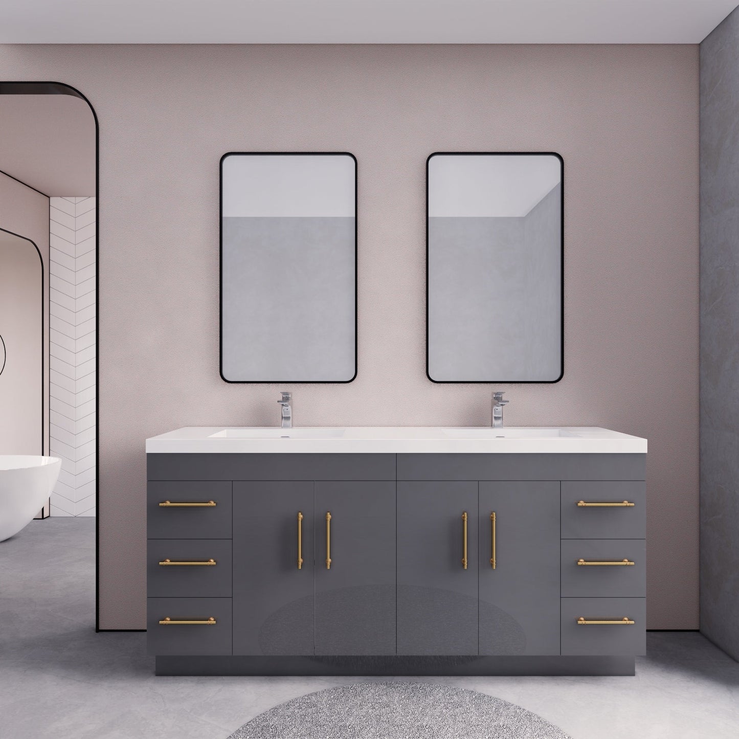 Meuble-lavabo autoportant Eliza 72 po avec double vasque