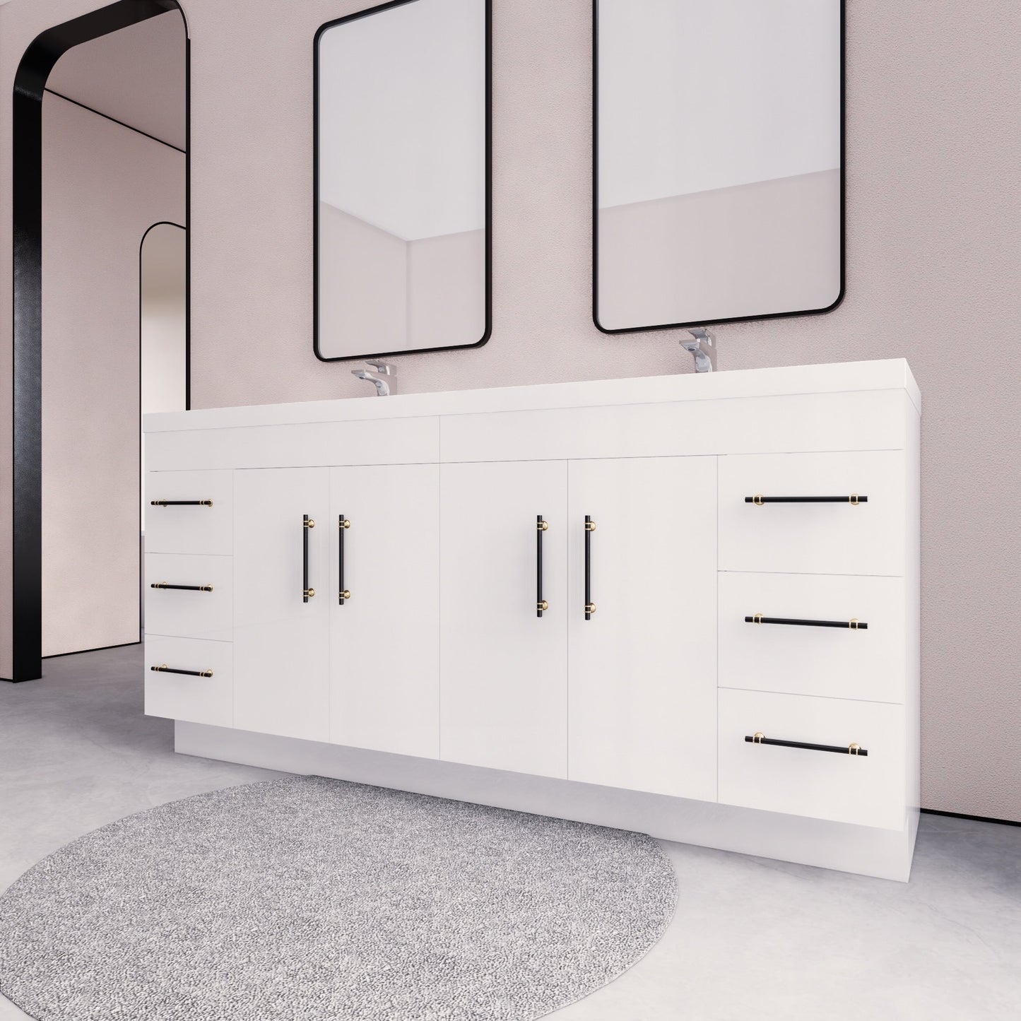 Meuble-lavabo autoportant Eliza 72 po avec double vasque