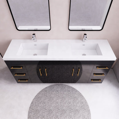 Meuble-lavabo autoportant Eliza 72 po avec double vasque