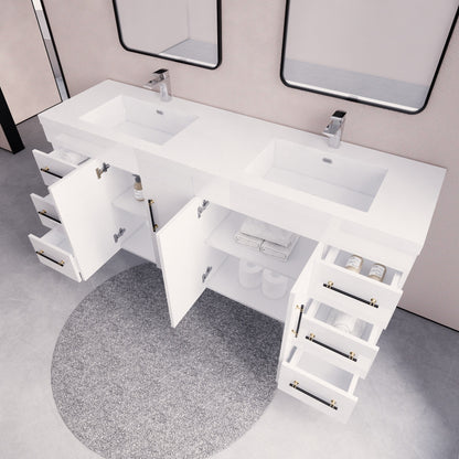 Meuble-lavabo autoportant Eliza 72 po avec double vasque