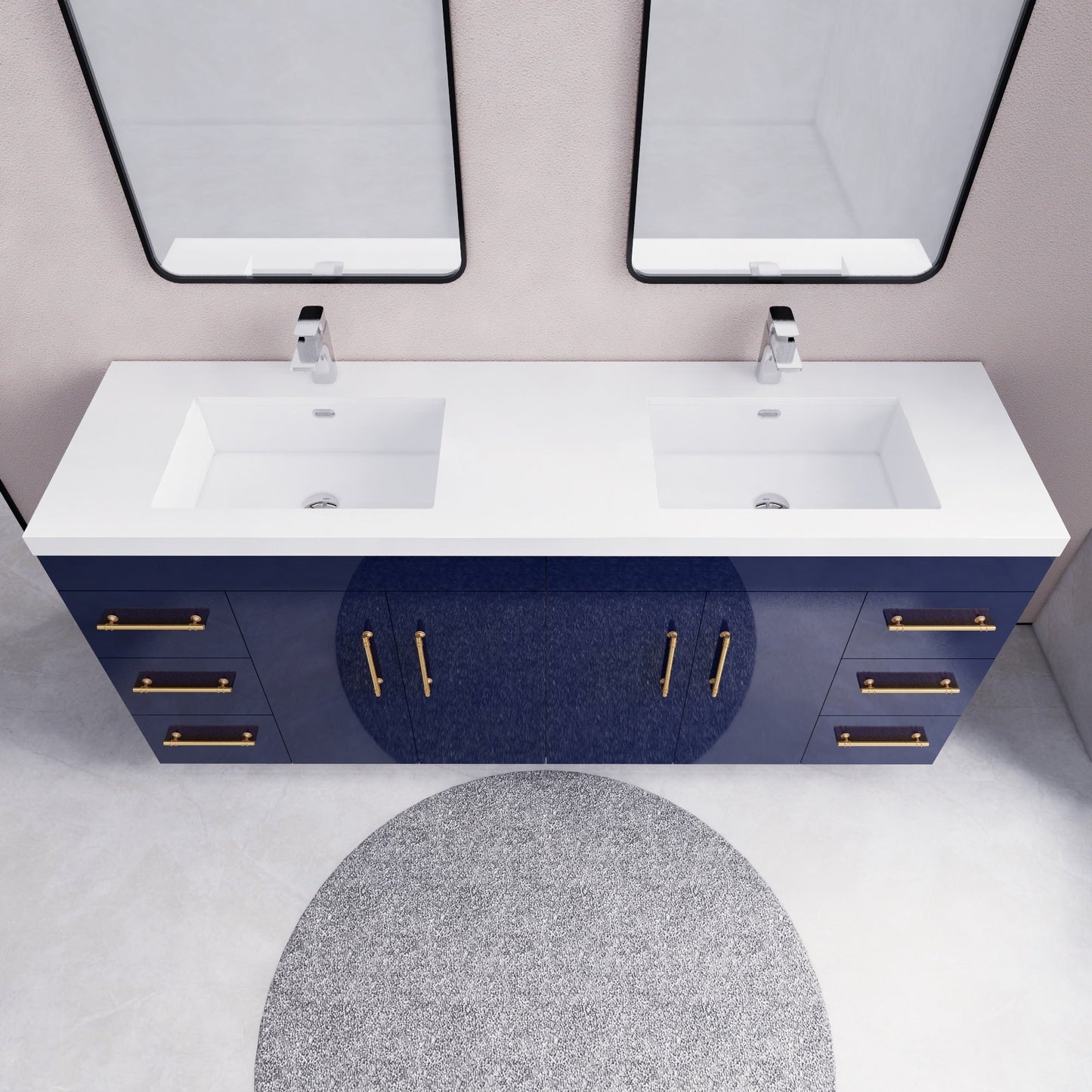 Meuble-lavabo autoportant Eliza 72 po avec double vasque