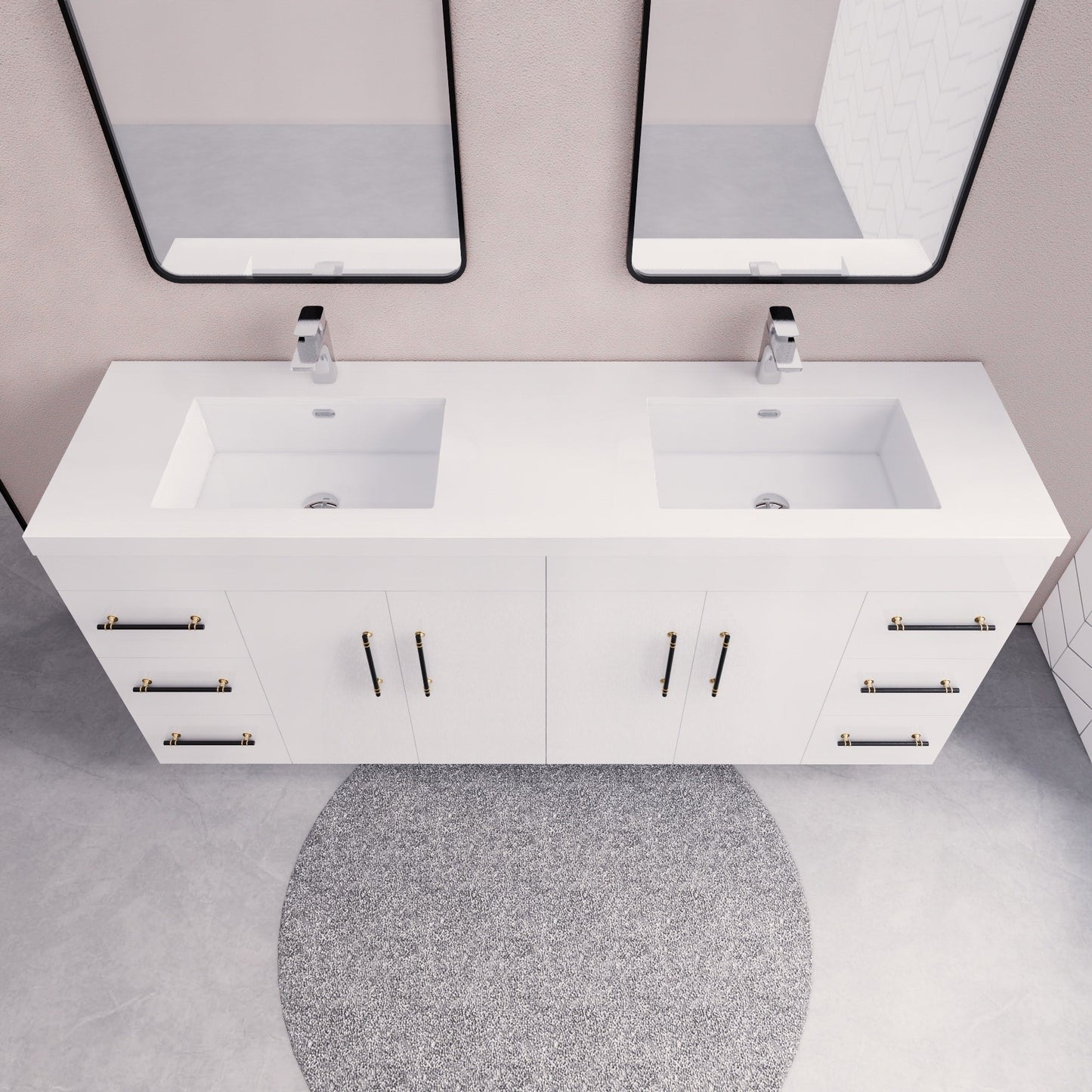 Meuble-lavabo autoportant Eliza 72 po avec double vasque