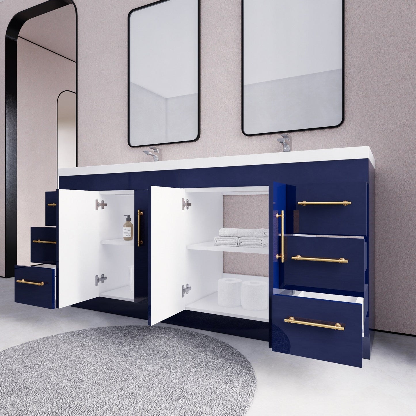 Meuble-lavabo autoportant Eliza 72 po avec double vasque