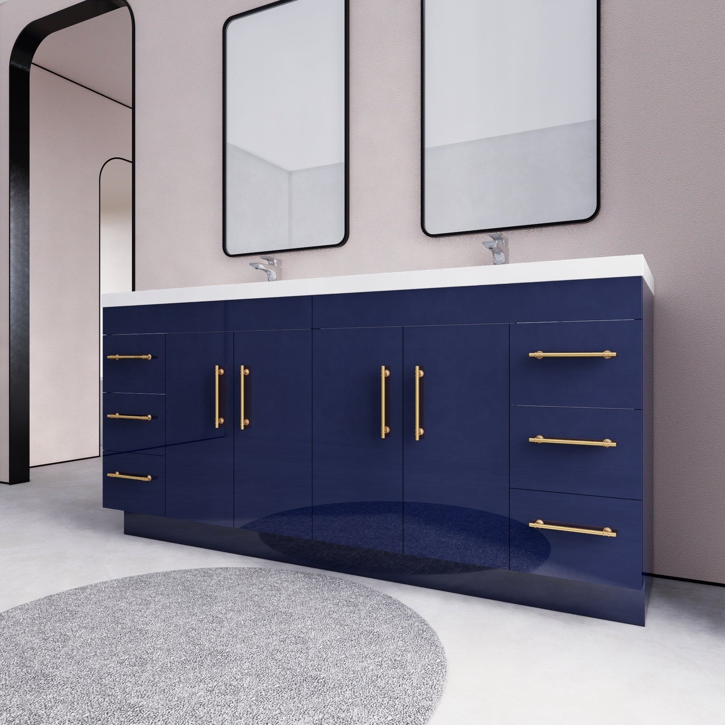 Meuble-lavabo autoportant Eliza 72 po avec double vasque