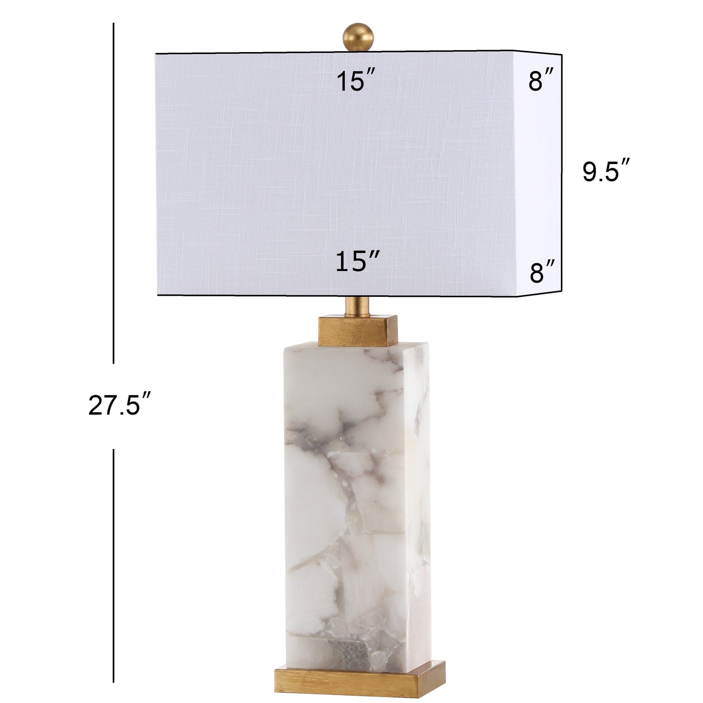Lampe de table LED Eloise 27,5 Alabaster, blanc/feuille d'or par JONATHAN Y