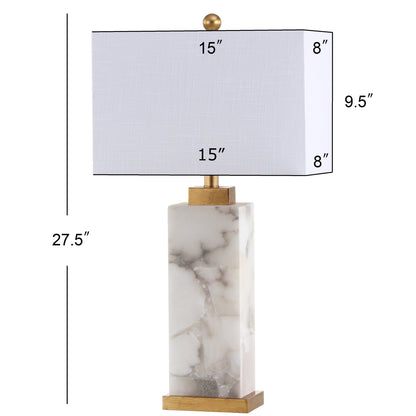 Lampe de table LED Eloise 27,5 Alabaster, blanc/feuille d'or par JONATHAN Y