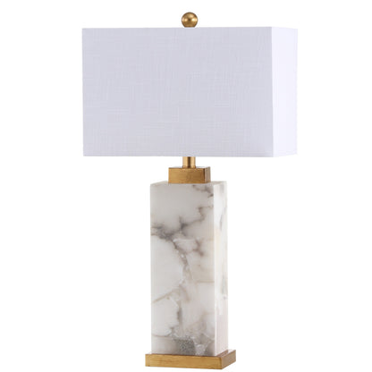 Lampe de table LED Eloise 27,5 Alabaster, blanc/feuille d'or par JONATHAN Y