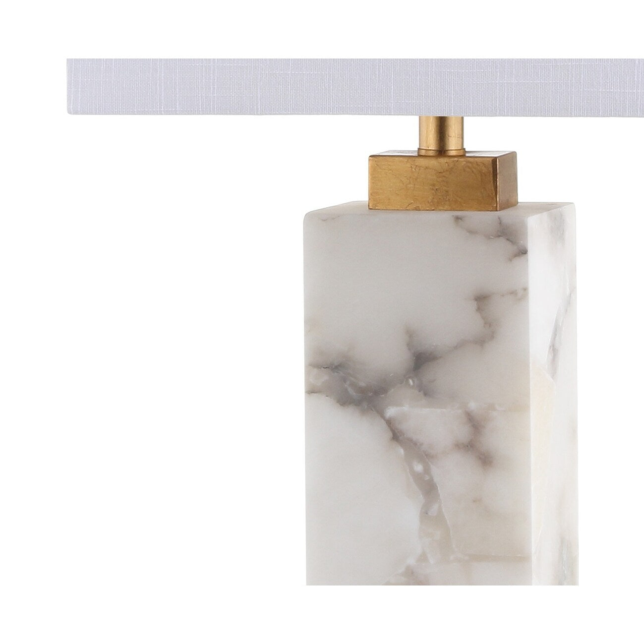 Lampe de table LED Eloise 27,5 Alabaster, blanc/feuille d'or par JONATHAN Y