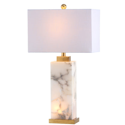 Lampe de table LED Eloise 27,5 Alabaster, blanc/feuille d'or par JONATHAN Y