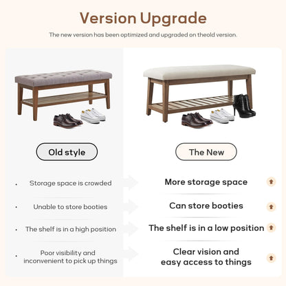 Banc à chaussures d'entrée, banc de rangement, banc rembourré