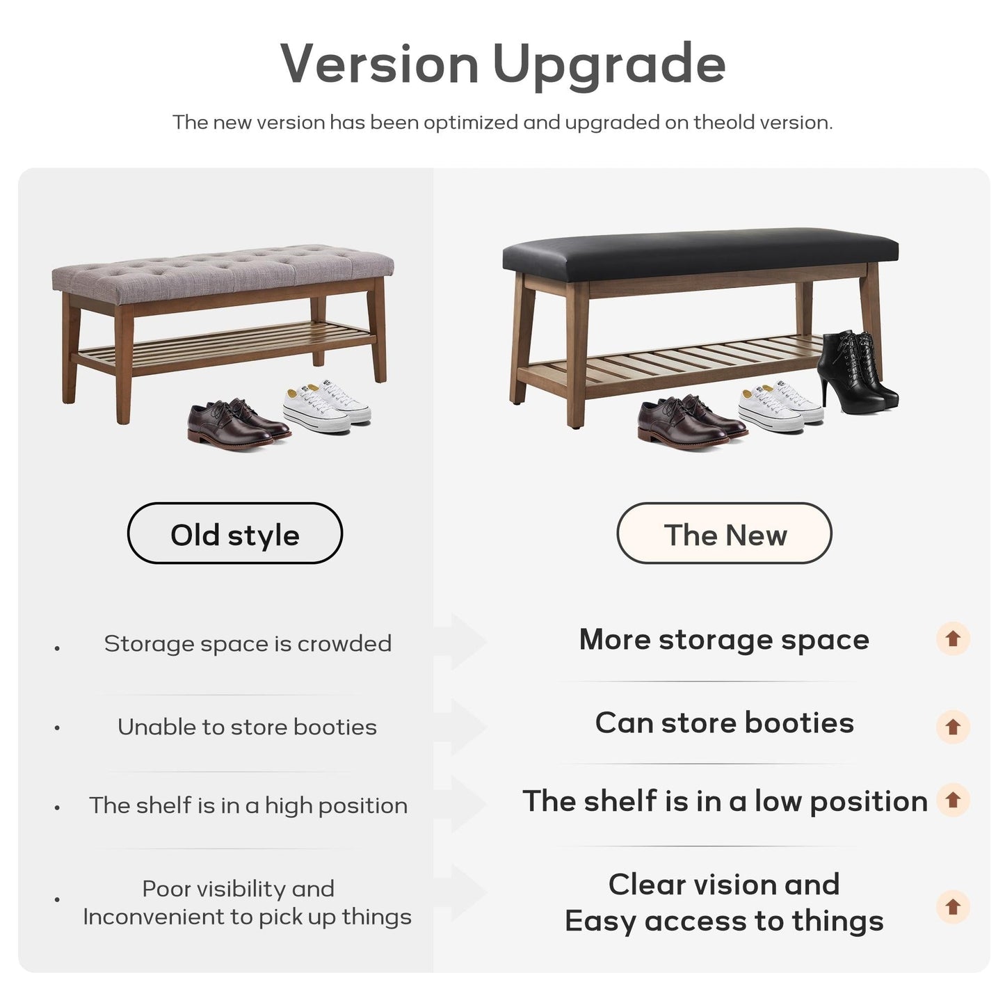 Banc à chaussures d'entrée, banc de rangement, banc rembourré