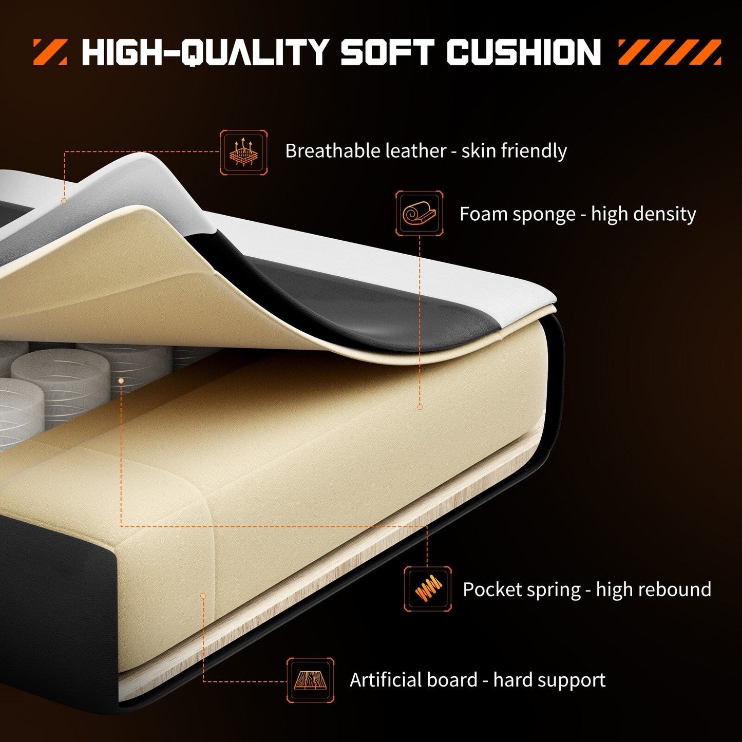 Fauteuil de jeu ergonomique pivotant à 360° en cuir PU avec repose-pieds, appui-tête, soutien lombaire et hauteur réglable