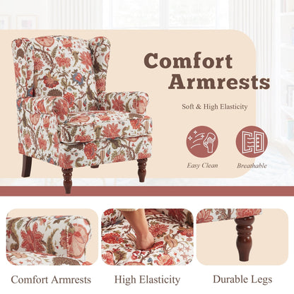 Fauteuil d'appoint moderne Erommy, fauteuil à dossier haut, canapé une place capitonné en tissu avec pieds en bois pour salon