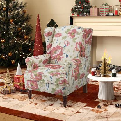 Fauteuil d'appoint moderne Erommy, fauteuil à dossier haut, canapé une place capitonné en tissu avec pieds en bois pour salon