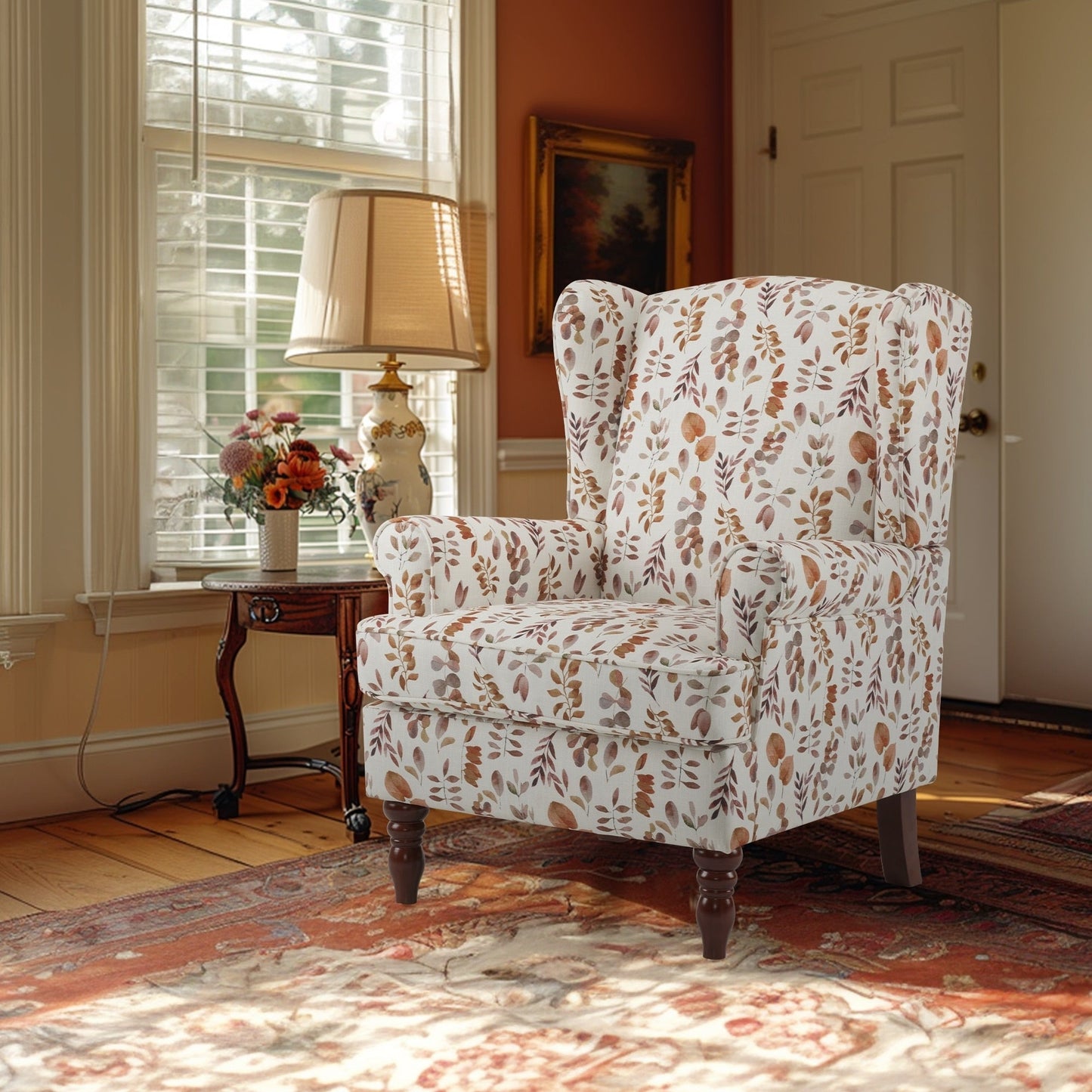 Fauteuil d'appoint moderne Erommy, fauteuil à dossier haut, canapé une place capitonné en tissu avec pieds en bois pour salon