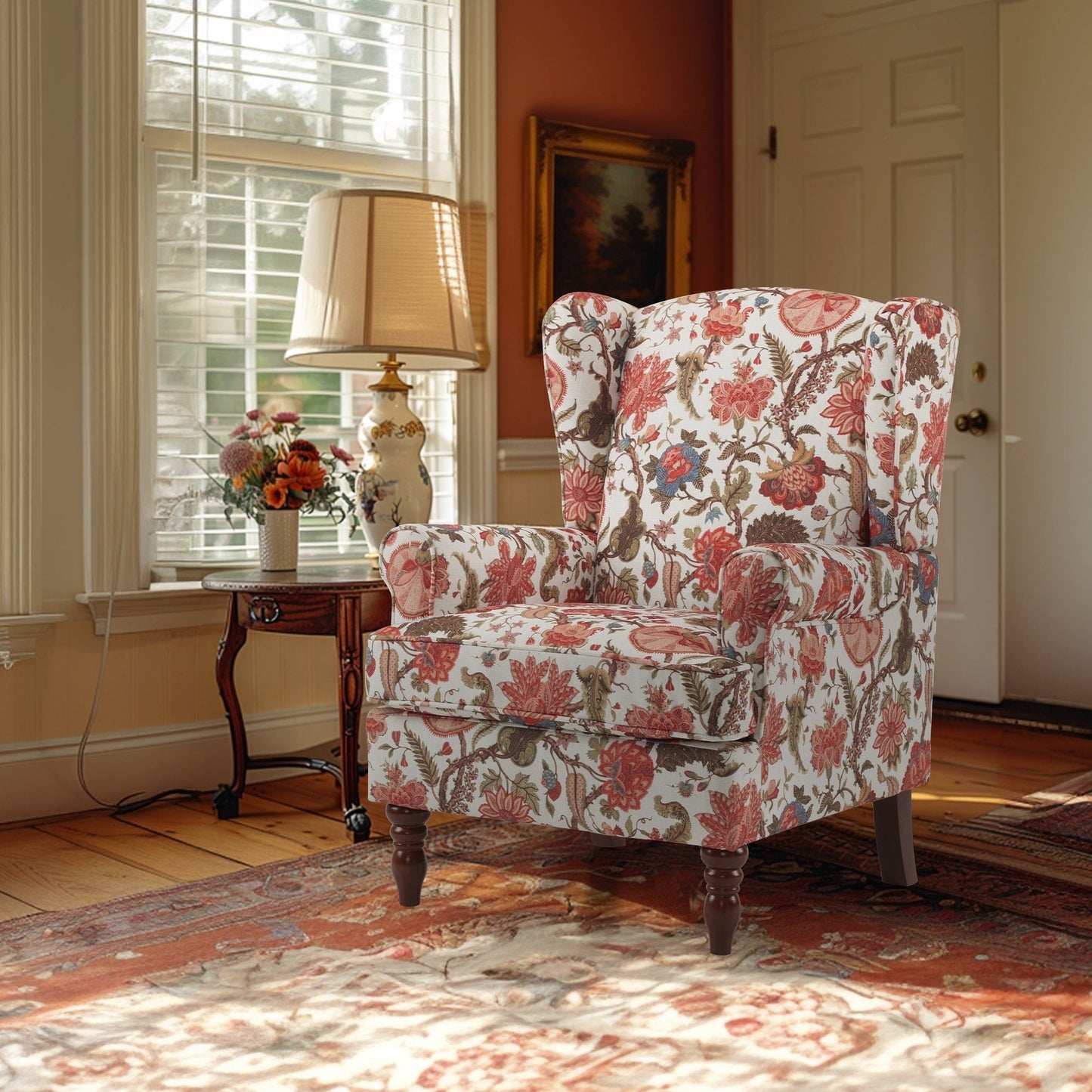 Fauteuil d'appoint moderne Erommy, fauteuil à dossier haut, canapé une place capitonné en tissu avec pieds en bois pour salon