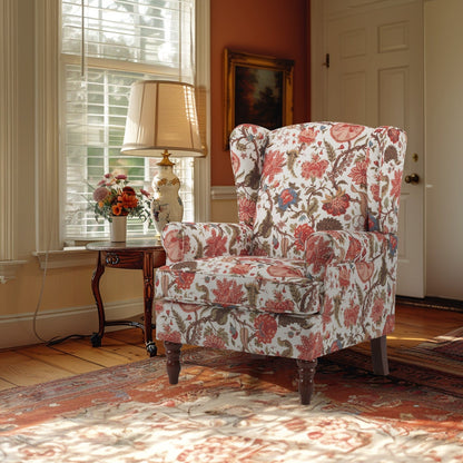 Fauteuil d'appoint moderne Erommy, fauteuil à dossier haut, canapé une place capitonné en tissu avec pieds en bois pour salon