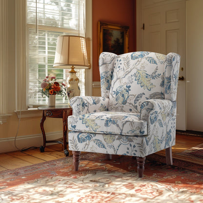 Fauteuil d'appoint moderne Erommy, fauteuil à dossier haut, canapé une place capitonné en tissu avec pieds en bois pour salon